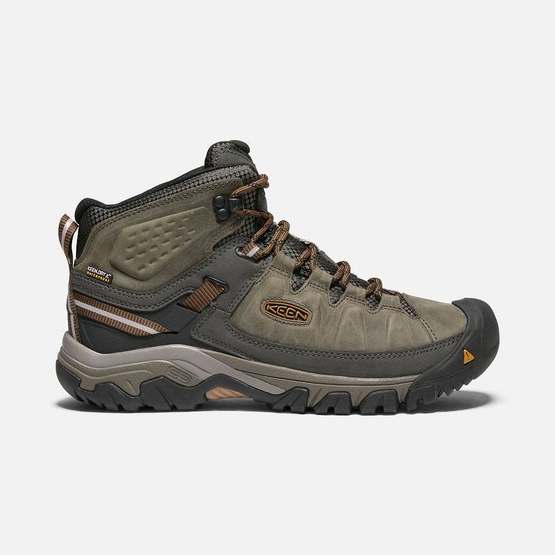 Keen Targhee III Mid Wide Wanderstiefel Herren DE-70243 Black Olive/Golden Brown - Keen Herrenschuhe